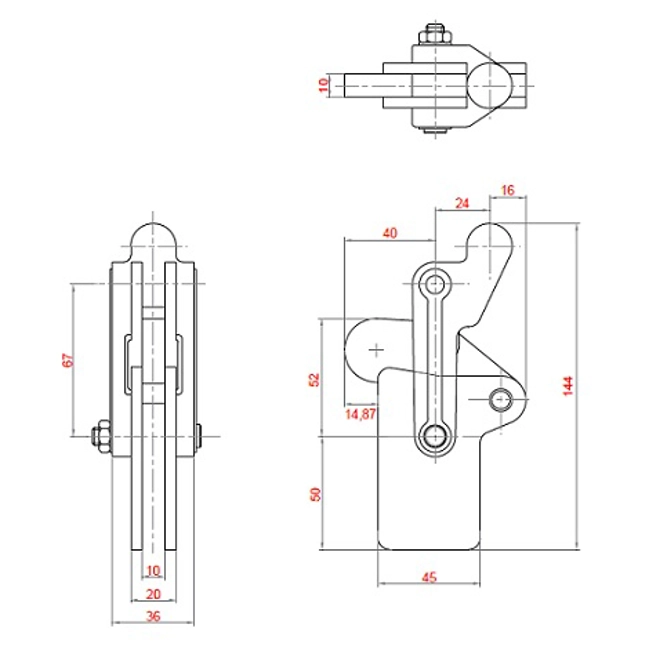 Vendita online Bloccaggio saldabile serie pesante base dritta maniglia saldabile 710 Kg.